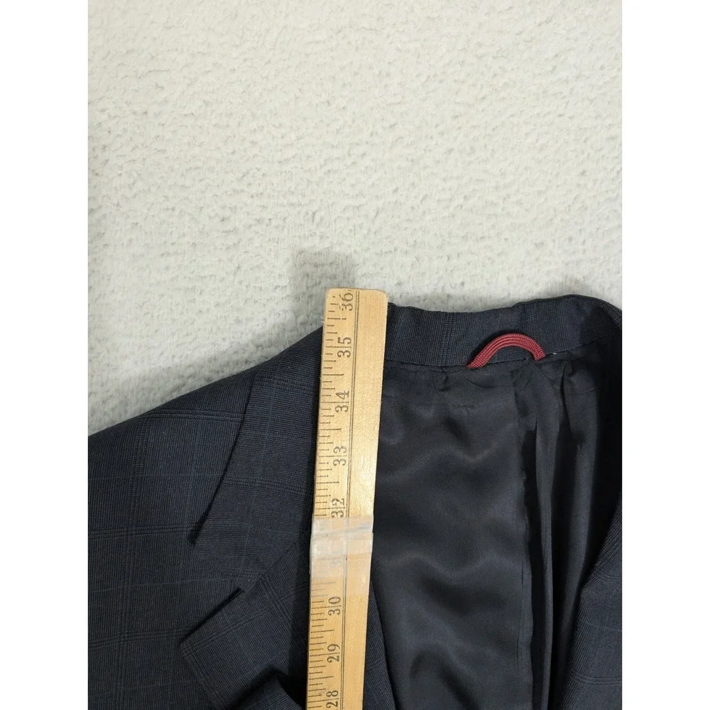 Jos A Bank 48EXL 38x34 Blue 100% Wool USA Made Mens‎ Full Suit Subtle Plaid